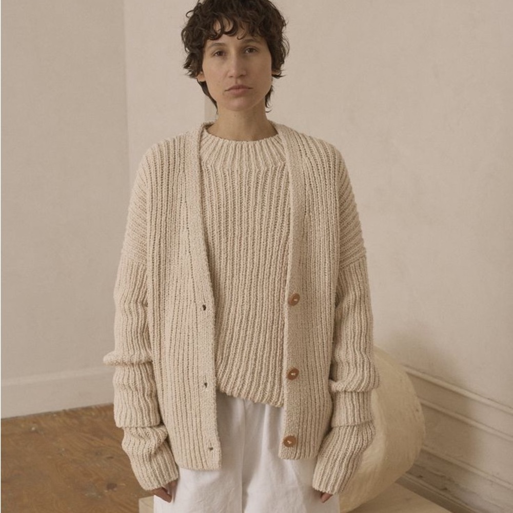 LAUREN MANOOGIAN RIB BOUCLE CARDIGAN